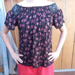 Self Esteem Black Floral Blouse